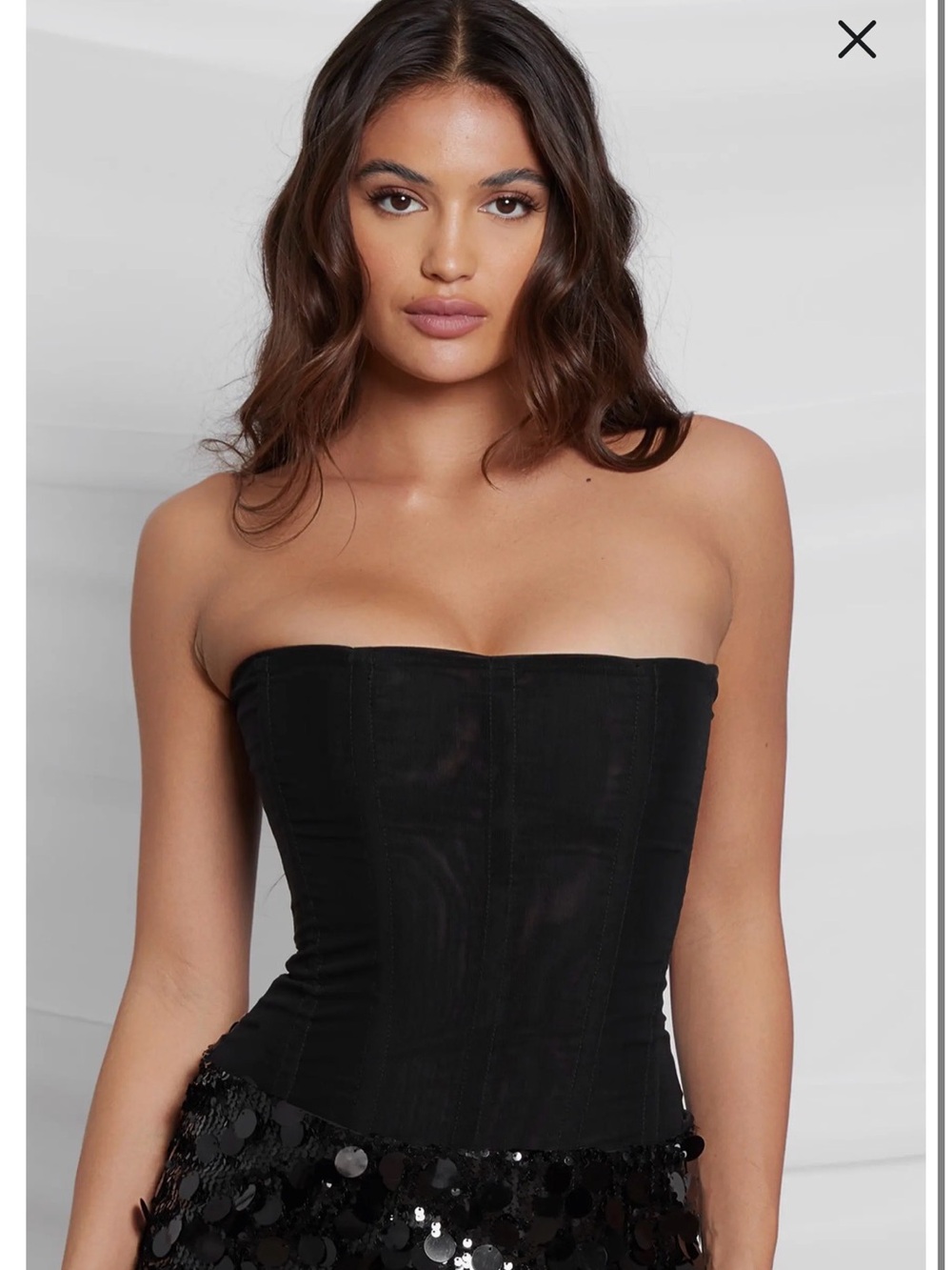 Strapless Black Corset Tank Top
